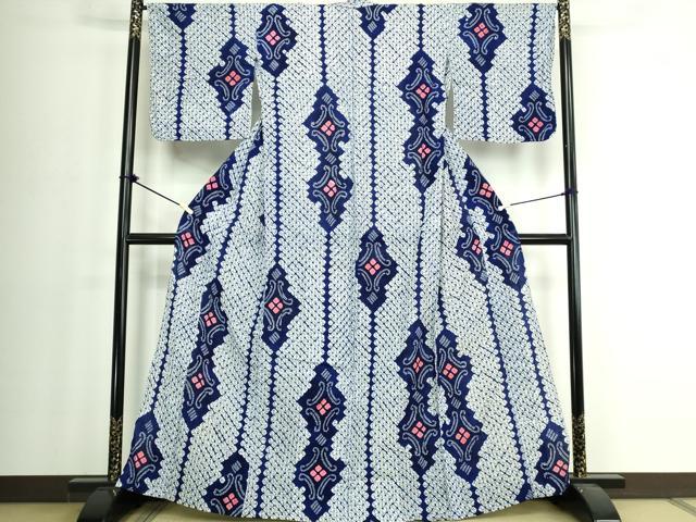 平和屋着物∴夏物　浴衣　有松鳴海絞り　菱花間道　綿　逸品　DABJ4024cd
