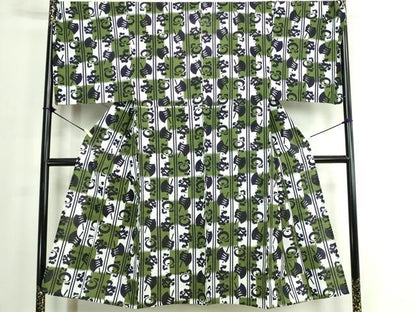 平和屋着物∴夏物　男性　浴衣　注染　手縫い　吉祥文　キングサイズ　綿　逸品　DABJ4026cd