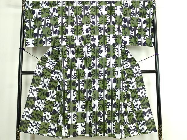 平和屋着物∴夏物　男性　浴衣　注染　手縫い　吉祥文　キングサイズ　綿　逸品　DABJ4026cd