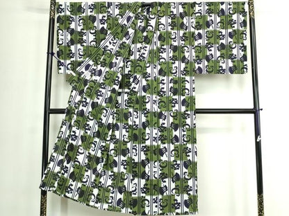 平和屋着物∴夏物　男性　浴衣　注染　手縫い　吉祥文　キングサイズ　綿　逸品　DABJ4026cd