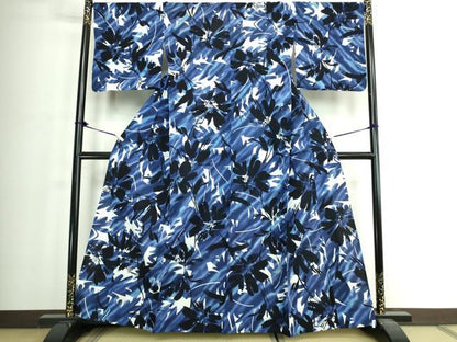 平和屋着物∴夏物　浴衣　注染　草花文　綿　逸品　DABJ4030cd