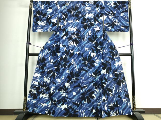 平和屋着物∴夏物　浴衣　注染　草花文　綿　逸品　DABJ4030cd
