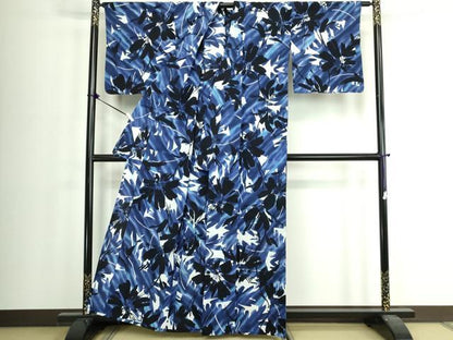 平和屋着物∴夏物　浴衣　注染　草花文　綿　逸品　DABJ4030cd