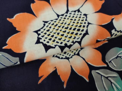 平和屋着物∴夏物　浴衣　注染　向日葵　ひまわり　綿　逸品　DABJ4037cd