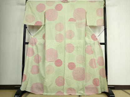平和屋着物∴夏物　綿紅梅　浴衣　舞花文　日本製　三越扱い　綿　逸品　DABJ4044cd