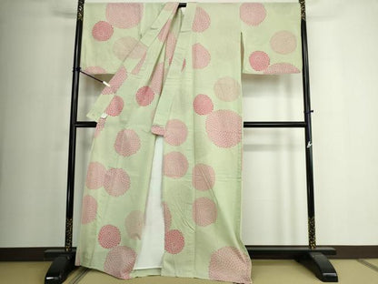 平和屋着物∴夏物　綿紅梅　浴衣　舞花文　日本製　三越扱い　綿　逸品　DABJ4044cd