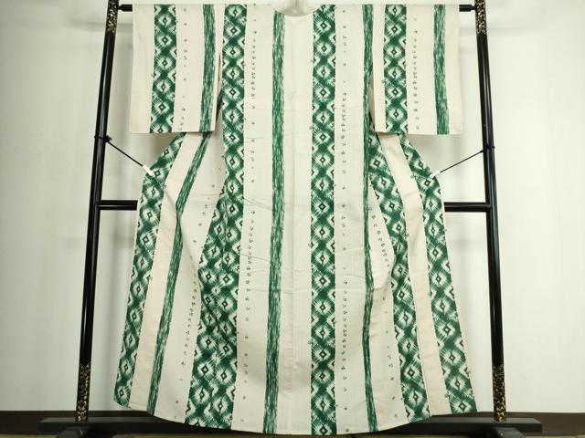 平和屋着物∴夏物　小紋・浴衣兼用　菱間道　日本製　綿麻　逸品　DABJ4046cd
