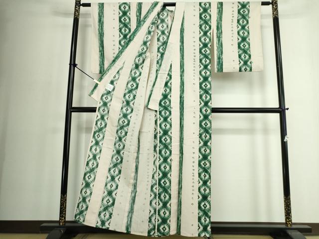 平和屋着物∴夏物　小紋・浴衣兼用　菱間道　日本製　綿麻　逸品　DABJ4046cd