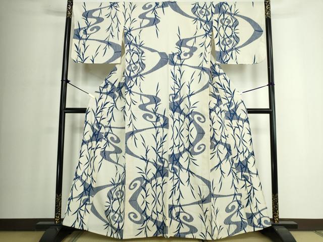 平和屋着物∴夏物　浴衣　注染　流水草文　綿　逸品　DABJ4048cd