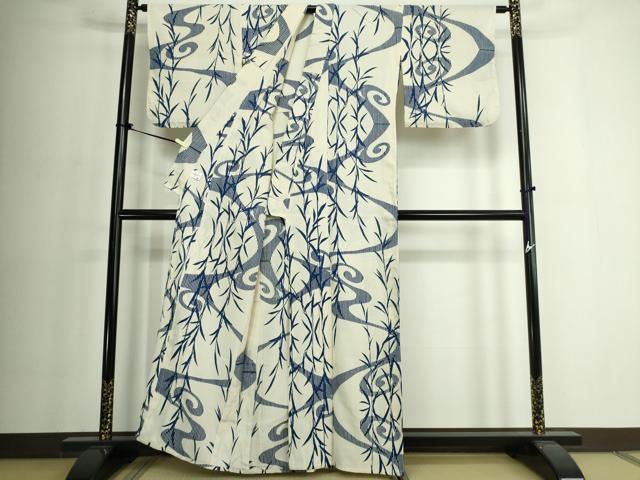 平和屋着物∴夏物　浴衣　注染　流水草文　綿　逸品　DABJ4048cd