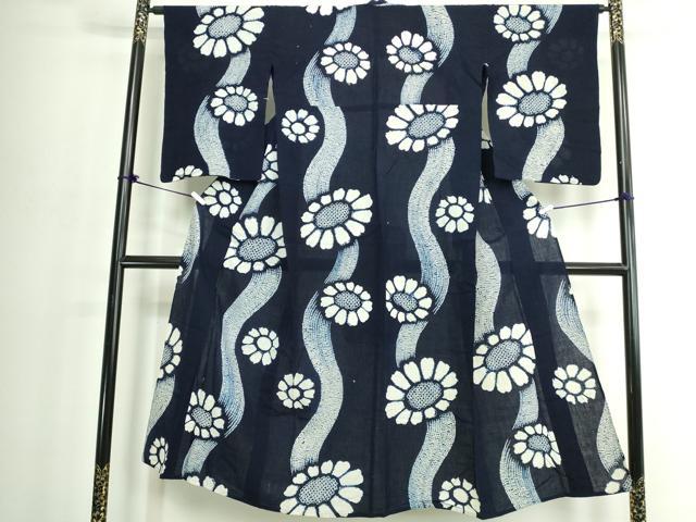 平和屋着物∴夏物　浴衣　有松鳴海絞り　流水花文　綿　逸品　DABJ4057cd