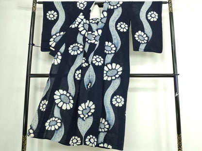 平和屋着物∴夏物　浴衣　有松鳴海絞り　流水花文　綿　逸品　DABJ4057cd