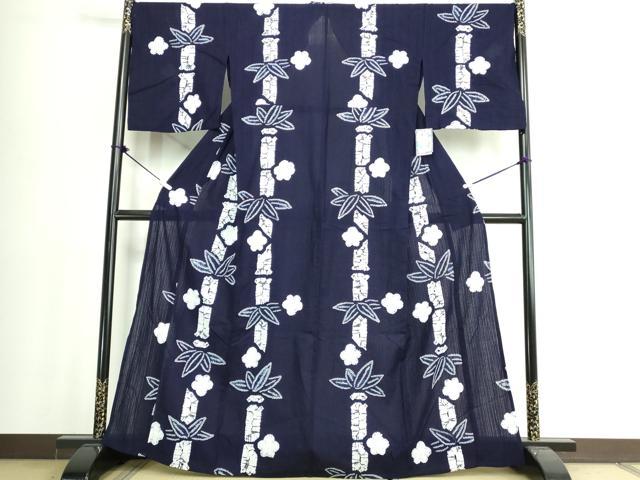 平和屋着物∴夏物　浴衣　有松鳴海絞り　笹竹文　日本製　タグ付き　綿　逸品　DABJ4063cd