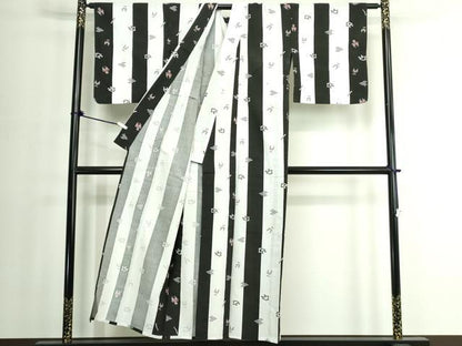平和屋着物∴夏物　浴衣　隈取　千鳥　綿　逸品　DABJ4064cd