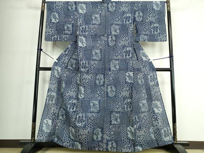 平和屋着物∴夏物　浴衣　綿絽　人物文　鳥　綿　逸品　DABJ4075cd