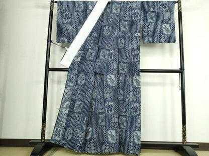 平和屋着物∴夏物　浴衣　綿絽　人物文　鳥　綿　逸品　DABJ4075cd