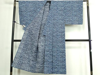 平和屋着物∴夏物　男性　浴衣　注染　手縫い　横段文　綿　逸品　DABJ4076cd