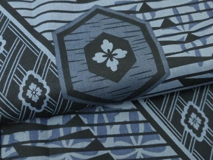 平和屋着物∴夏物　男性　浴衣　亀甲花文　綿　逸品　DABJ4079cd