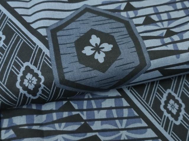 平和屋着物∴夏物　男性　浴衣　亀甲花文　綿　逸品　DABJ4079cd