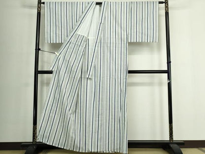 平和屋着物∴夏物　男性　浴衣　手縫い　間道　綿　逸品　DABJ4080cd