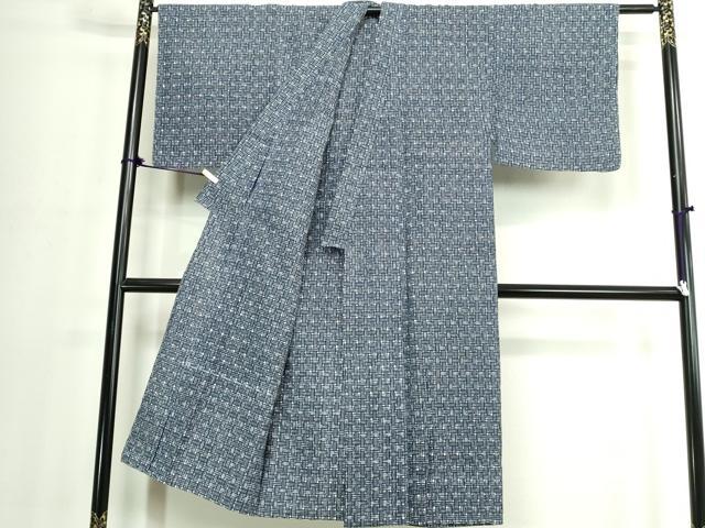 平和屋着物∴夏物　男性　浴衣　注染　手縫い　抽象文　綿　逸品　DABJ4082cd