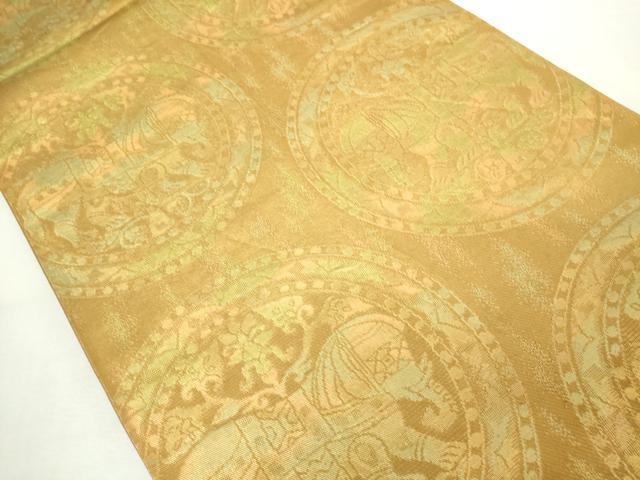 平和屋着物◎六通柄袋帯　古代エジプト文様　金糸　正絹　逸品　DABJ4088cd