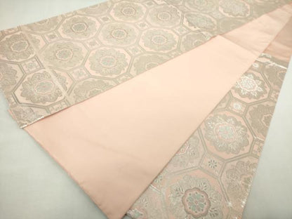 平和屋着物◎六通柄袋帯　蜀江花文　銀糸　正絹　逸品　DABJ4091cd