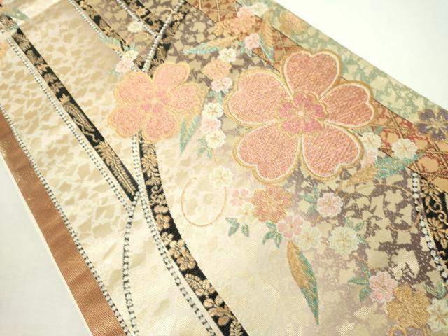 平和屋着物◎六通柄袋帯　唐織　舞桜文　金糸　正絹　逸品　DABJ4104cd