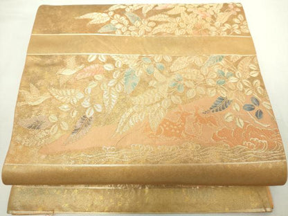 平和屋着物◎六通柄袋帯　秋野鹿蒔絵　金糸　引箔　正絹　逸品　DABJ4107cd