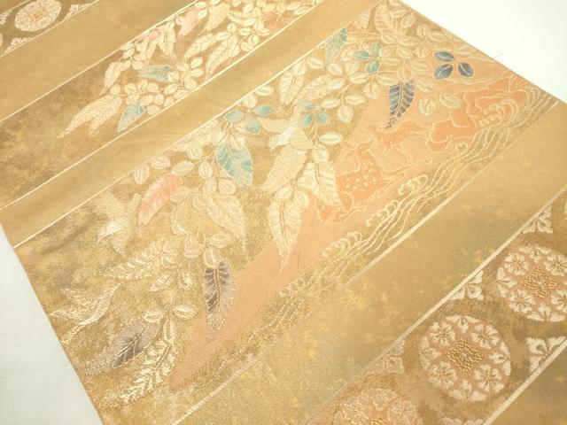 平和屋着物◎六通柄袋帯　秋野鹿蒔絵　金糸　引箔　正絹　逸品　DABJ4107cd