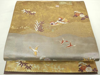 平和屋着物◎六通柄袋帯　唐織　花鳥文　金糸　引箔　正絹　逸品　DABJ4115cd