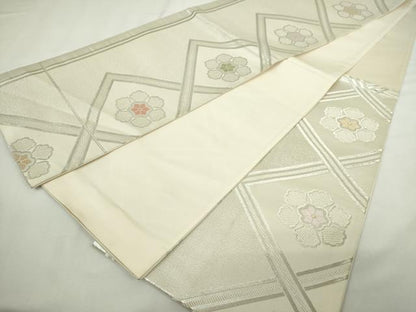 平和屋着物◎六通柄袋帯　唐織　菱花文　金銀糸　正絹　逸品　DABJ4121cd