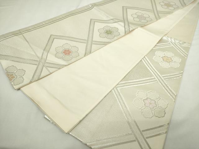 平和屋着物◎六通柄袋帯　唐織　菱花文　金銀糸　正絹　逸品　DABJ4121cd