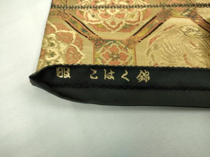平和屋着物◎西陣　服部織物謹製　六通柄袋帯　蜀江向かい鳥花文　こはく錦　二重箔織　手工芸　金糸　正絹　逸品　DABJ4128cd
