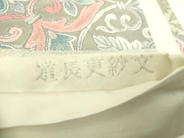 平和屋着物◎六通柄袋帯　唐織　道長更紗文　九百錦プラチナ箔　正絹　逸品　DABJ4131cd