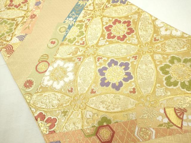 平和屋着物◎佐賀錦　六通柄袋帯　唐織　吉祥花文　金糸　正絹　逸品　DABJ4132cd