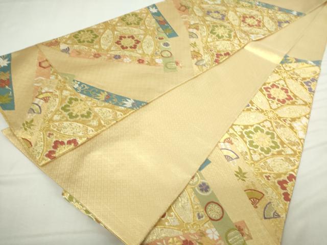 平和屋着物◎佐賀錦　六通柄袋帯　唐織　吉祥花文　金糸　正絹　逸品　DABJ4132cd