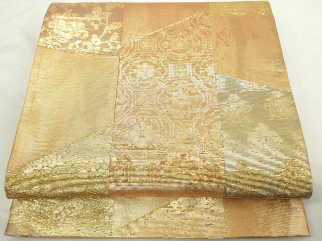 平和屋着物◎佐賀錦　六通柄袋帯　吉祥花文　金糸　正絹　逸品　DABJ4135cd