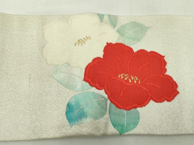 平和屋着物◎九寸名古屋帯　唐織　草花文　金糸　正絹　逸品　DABJ4140cd