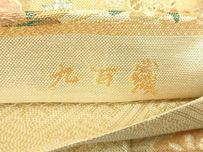 平和屋着物◎佐賀錦　六通柄袋帯　唐織　地紙草花文　九百錦　寿錦　金銀糸　正絹　逸品　DABJ4143cd