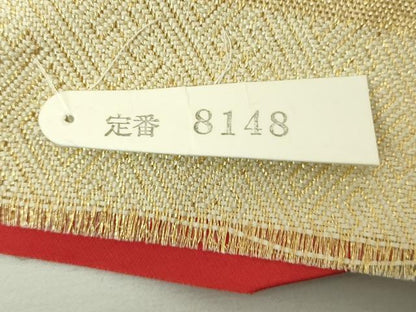 平和屋着物◎西陣　大光謹製　六通柄袋帯　唐織　菱文　金糸　証紙付き　DABJ4145cd