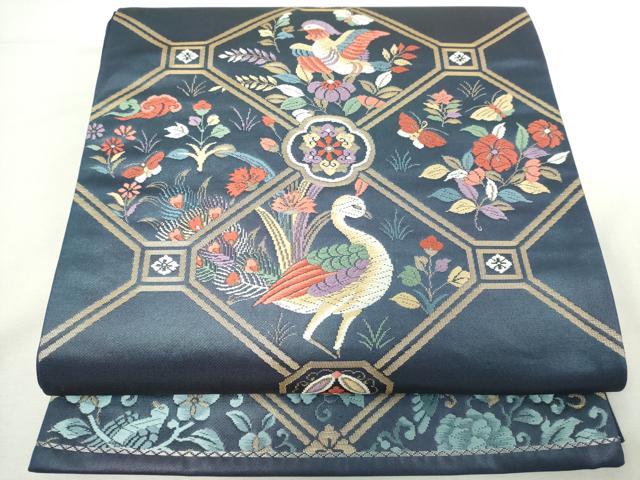 平和屋着物◎六通柄袋帯　唐織　蜀紅瑞鳥文　金糸　正絹　逸品　DABJ4147cd