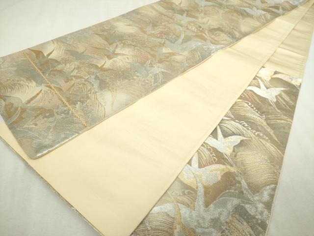 平和屋着物◎六通柄袋帯　流水飛鳥文　本やき引箔錦　金銀糸　三越扱い　正絹　逸品　DABJ4155cd