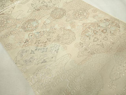 平和屋着物◎六通柄袋帯　エ霞吉祥花文　金銀糸　正絹　逸品　DABJ4160cd
