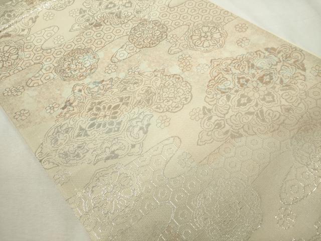 平和屋着物◎六通柄袋帯　エ霞吉祥花文　金銀糸　正絹　逸品　DABJ4160cd