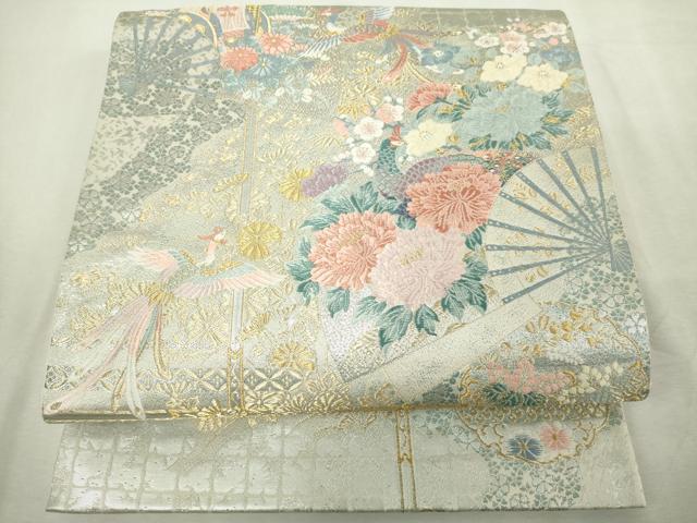 平和屋着物◎六通柄袋帯　唐織　琳派百繍図　金銀糸　正絹　逸品　DABJ4161cd