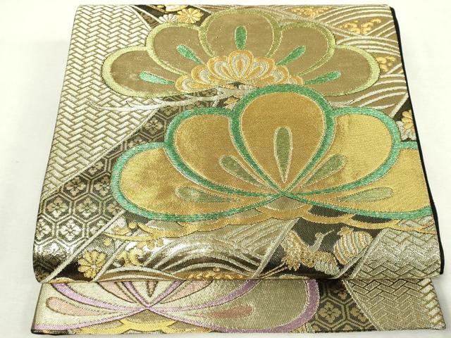 平和屋着物◎六通柄袋帯　吉祥松文　宝尽くし　金糸　正絹　逸品　DABJ4165cd