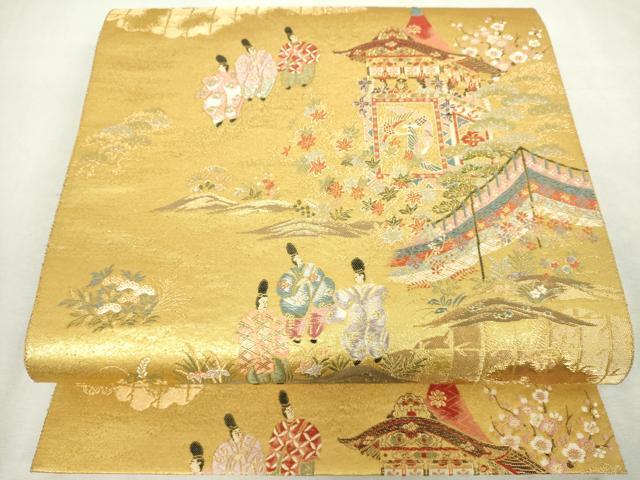平和屋着物◎六通柄袋帯　唐織　京の祭礼文　金糸　正絹　逸品　DABJ4170cd