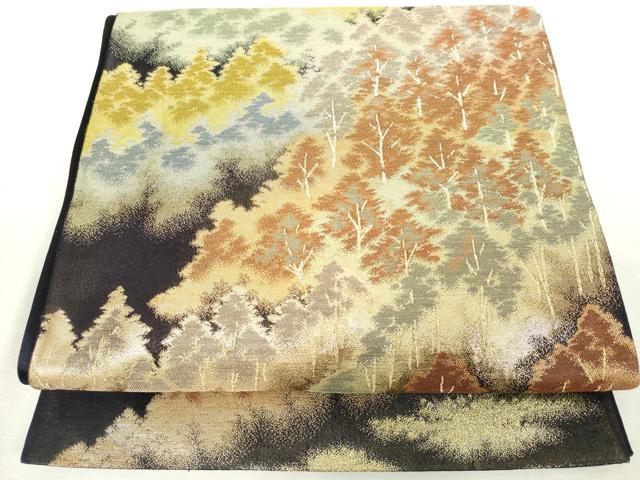 平和屋着物◎六通柄袋帯　風景文　金糸　正絹　逸品　DABJ4171cd