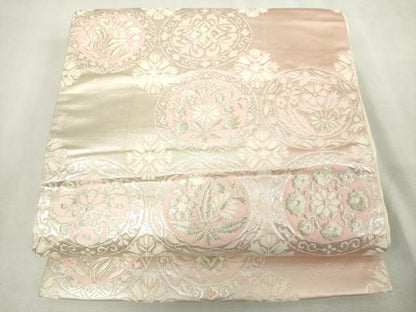 平和屋着物◎六通柄袋帯　花丸文　銀糸　正絹　逸品　DABJ4177cd